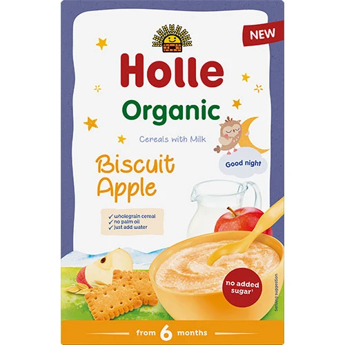 Holle Fullkornsgröt med mjölk kex och äpple Ekologisk | 250 g