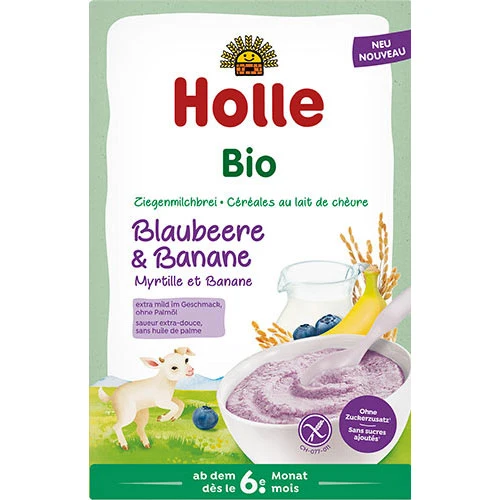 Holle Risgröt med Getmjölk Ekologisk Glutenfri | Blåbär och Banan