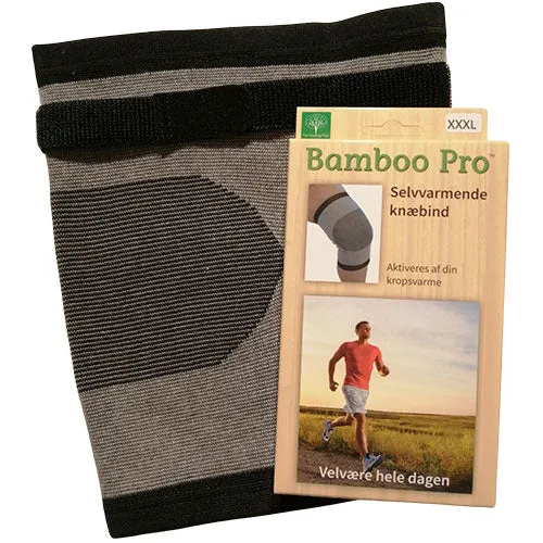 Bamboo Pro Knäskydd m/ kardborreband, självuppvärmande Extra stöd | Str: 3XL