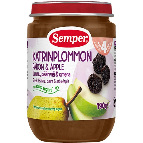 Semper Fruktpuré med plommon, päron & äpple 4 mån. | 190 g