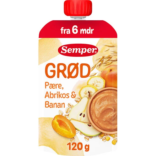 Semper Fruktpuré med päron, aprikos & banan från 6 mån. | 120 g