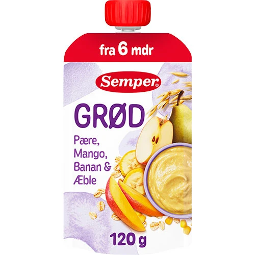 Semper Gröt med päron, mango, banan och äpple från 6 mån. | 120 g