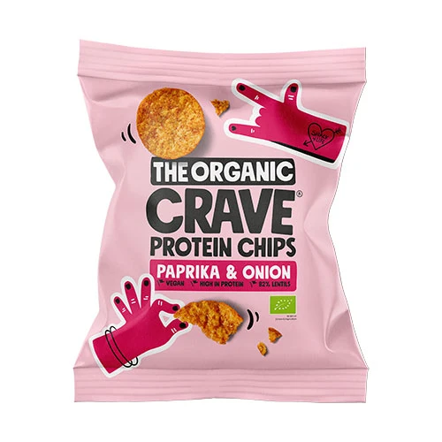 The Organic Crave Veganska proteinchips med paprika & lök Ekologisk | 30 g