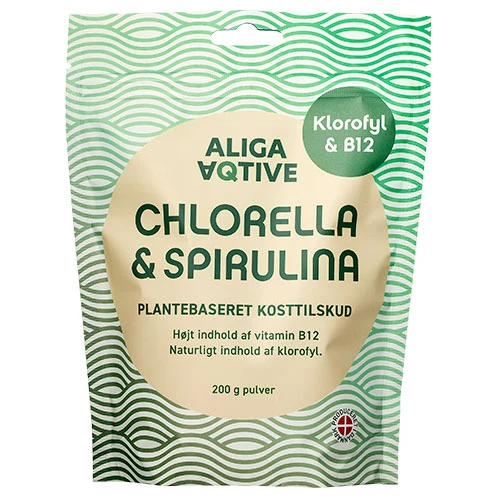 ALIGA AQTIVE Chlorella & Spirulina-pulver | 200 g