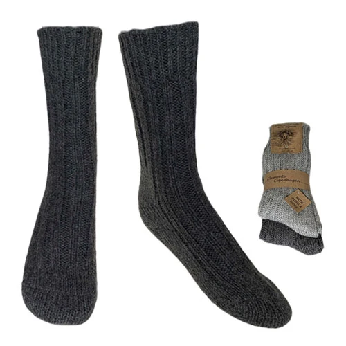 Alpaka Ullstrumpor Mörkgrå & Grå Tjocka 2-pack | Strl. 39/42