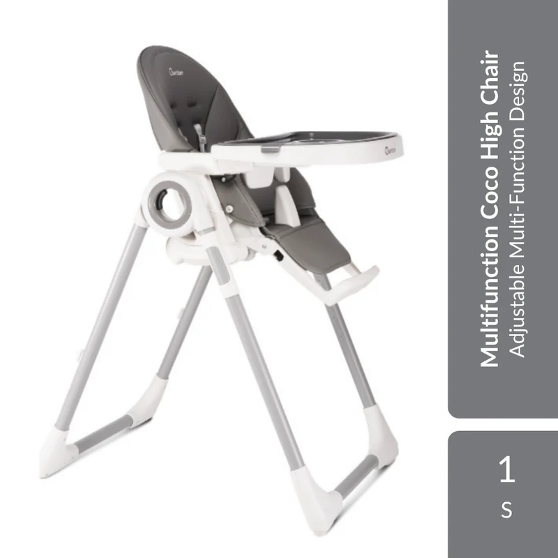 Quinton Multifunction Coco High Chair 1s | Adjustable Multi-Function Design For Feeding & Growing Babies (Grey)