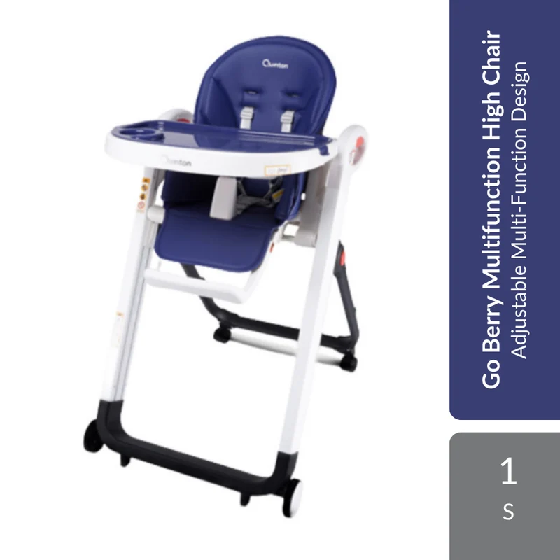 Quinton Go Berry Multifunction High Chair 1s | Adjustable Multi-Function Design For Feeding & Play (Blue/Grey/Black)