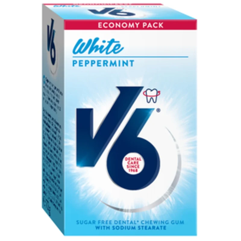 V6 White Peppermint Tuggummi Sockerfri