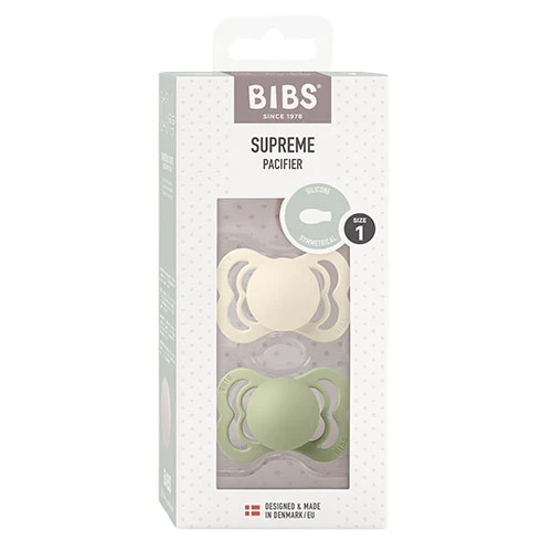 BIBS Supreme Silicone 0-6mån (Ivory/Sage) 2 st