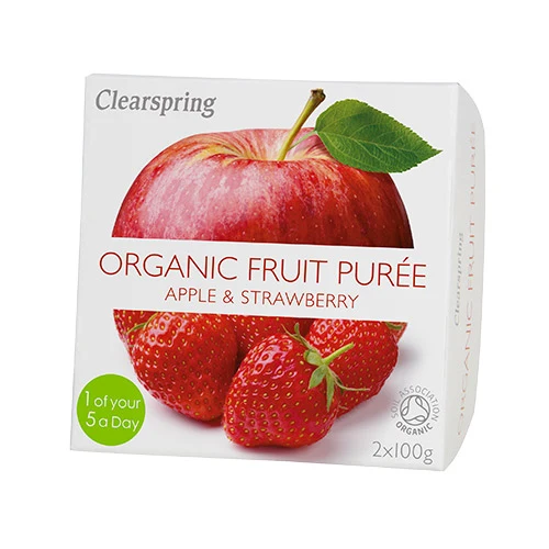 Clearspring Fruktpuré Ekologisk 200 g | Äpple & Jordgubb
