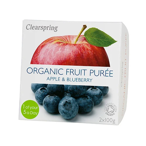 Clearspring Fruktpuré Ekologisk 200 g | Äpple & Blåbär