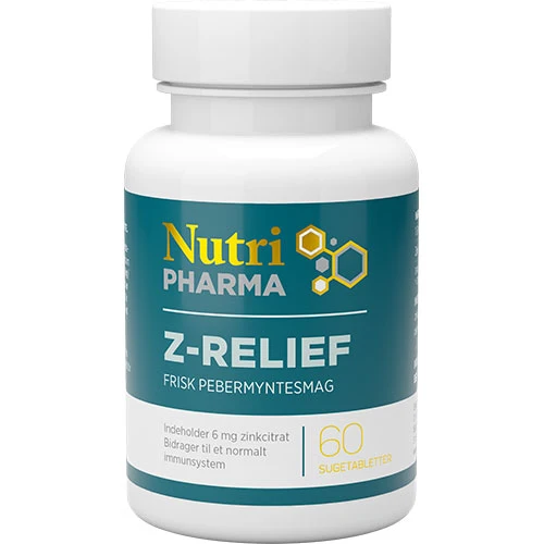NutriPharma Z-Relief sugtabletter - Frisk Pepparmyntsmak | 60 tabletter