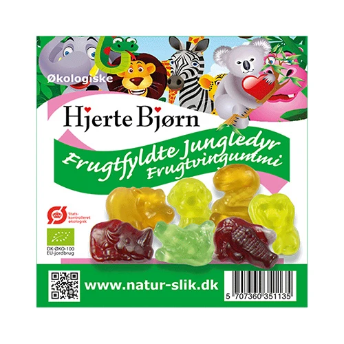 Hjerte Bjørn Fruktfyllda Djungeldjur Ekologisk | 80 g