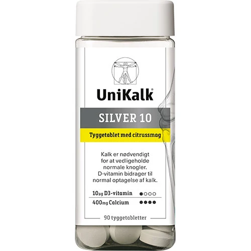 Unikalk Silver 10 Tuggtabletter med Citrus | 90 tabletter