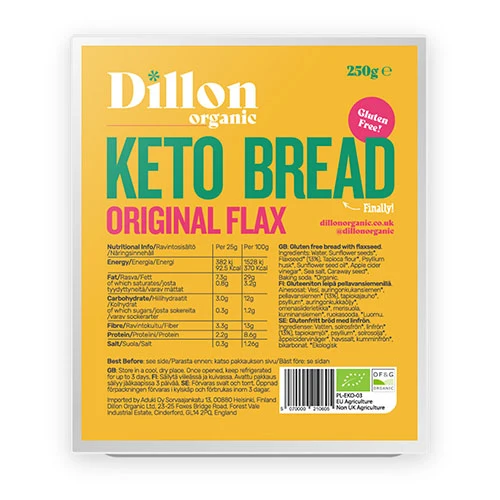 Dillon Organic Ketobröd original m. Linfrö Ekologisk Glutenfri | 250 g