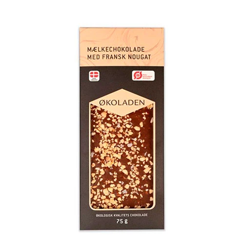 Økoladen Mjölkchoklad M. Fransk Nougat Økologisk | 75 g