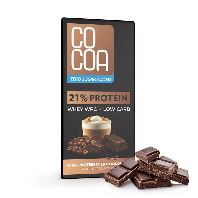 CZEKOLADA MLECZNA PROTEINOWA LATTE Z BIAŁKIEM WPC BEZ DODATKU CUKRÓW 65 g - COCOA DATA: 04.2026