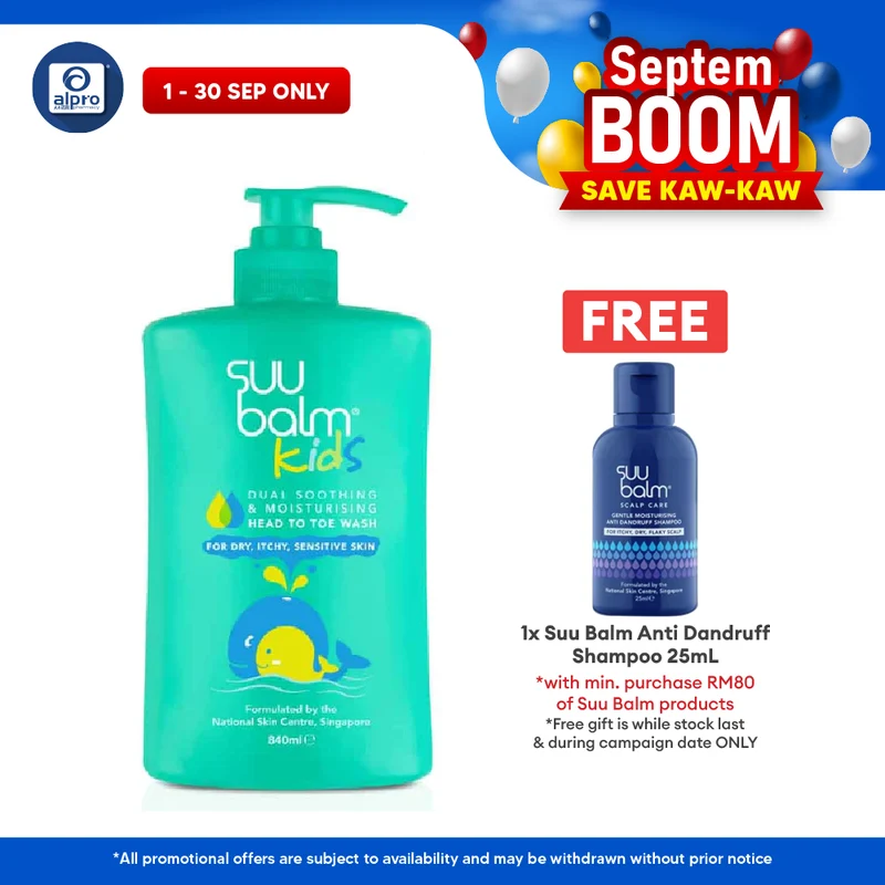 Suu Balm Kids Dual Soothing & Moisturising Head To Toe Wash 840ml