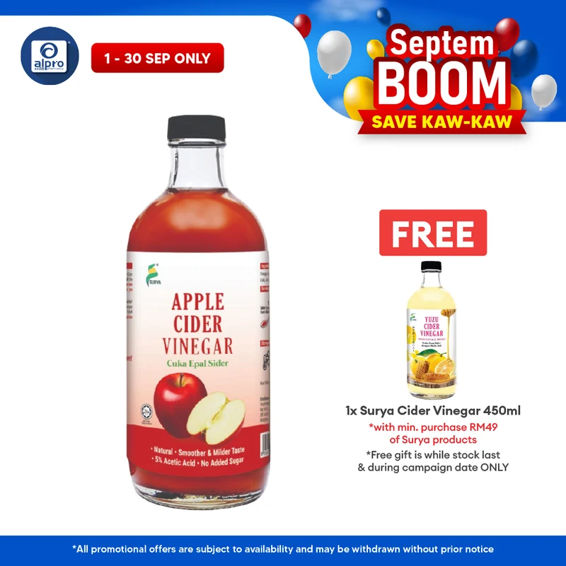 Surya Apple Cider Vinegar Raw 450mL | Helps With Indigestion & Body Detox