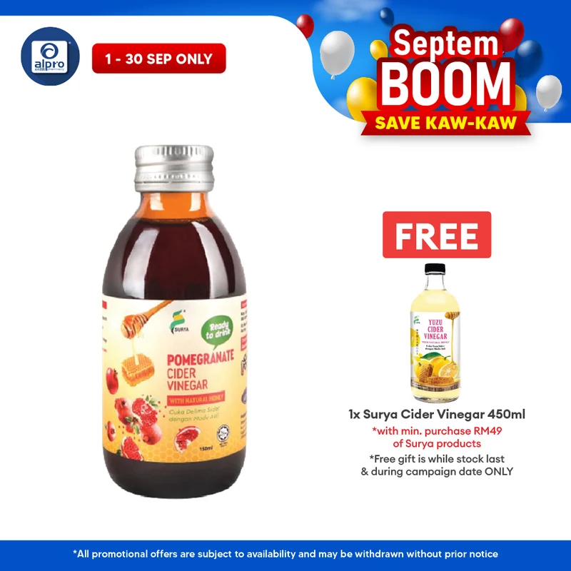 Surya Ready To Drink Pomegranate Cider Vinegar With Natural Honey 150ml | Enriched With Natural Goodness