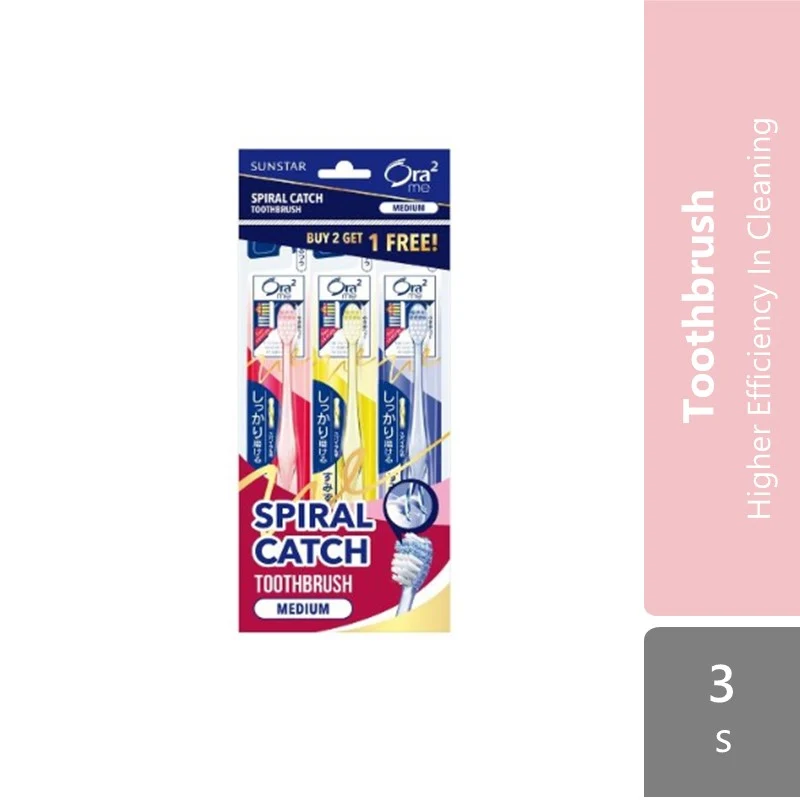 Sunstar Ora2 Me Spiral Catch Toothbrush Head Value Pack Medium 3s