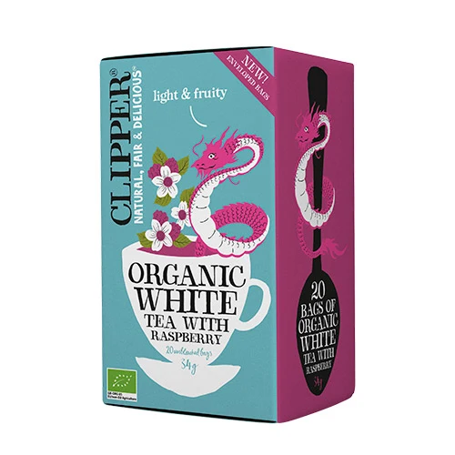 Clipper Vit Te med Hallon Ekologisk | 20 påsar