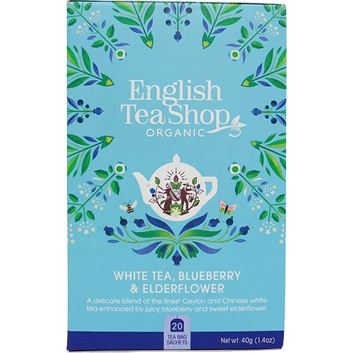 English Tea Shop Vit Te, Blåbär & Fläderblom 20 st. Ekologisk | 20 påsar