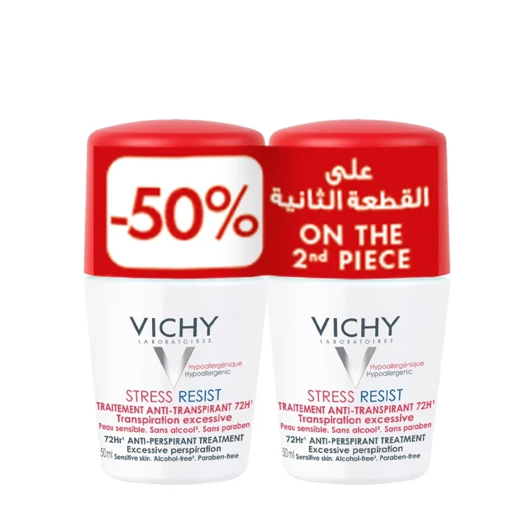 Vichy Deodorant 72 Hours Roll 50 ml (Stress Resistant) 2 Pieces Offer