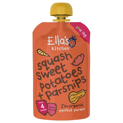 Ellas Kitchen Babymos 4 mån+ Squash, Sötpotatis & Palsternacka Ekologisk | 120 g