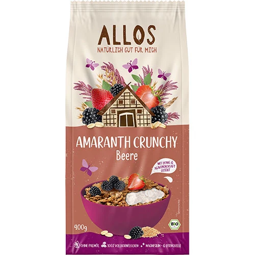 Allos Amaranth Crunchy Müsli Röd Frukt, Vild Bär Ekologisk | 400 g