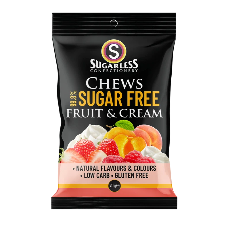 Sugarless Confectionery Assorted Fruit and Cream Chews 70 g