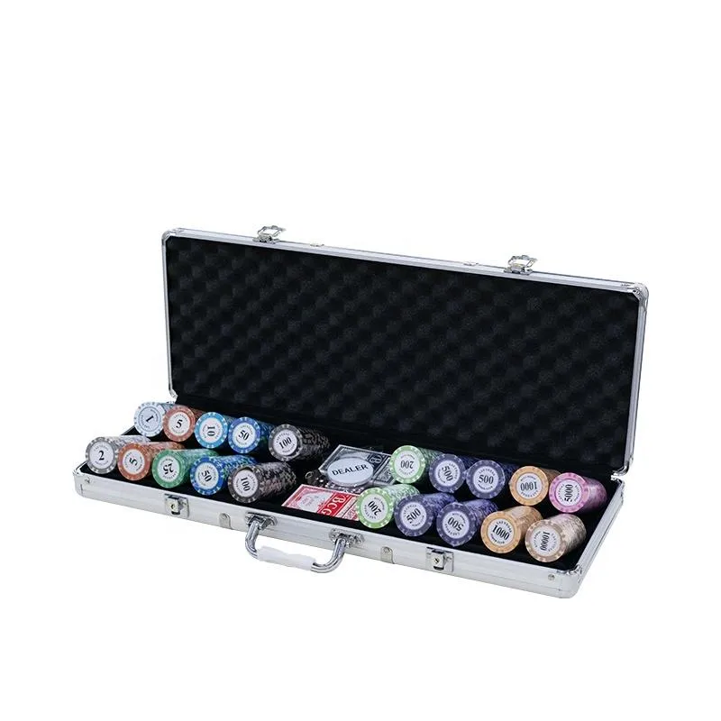 500 Poker sjetonger Texas Hold'em Sett og aluminium case
