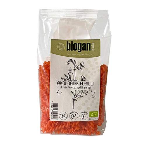 Biogan Fusilli Pasta Av Röda Linser Ekologisk | 250 g