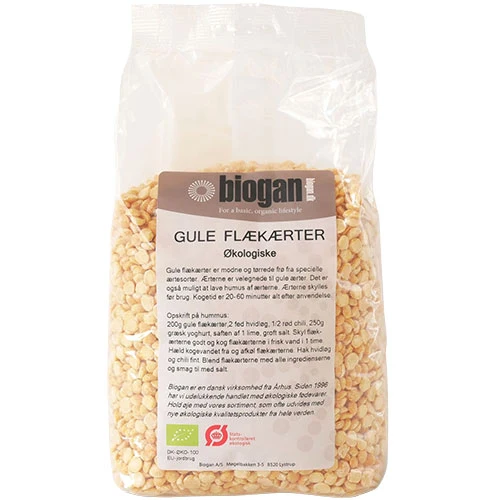 Biogan Gula Ärtor Delade Ekologisk | 1 kg