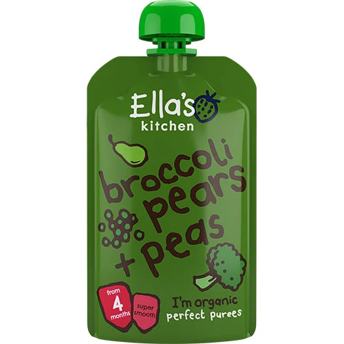 Ellas Kitchen Babymos 4 mån+ Broccoli, Päron & Ärtor Ekologisk | 120 g