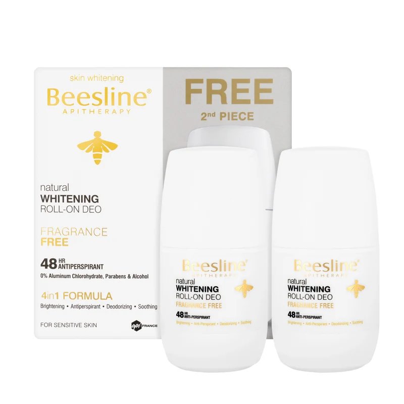 Beesline 48 Hours Whitening Roll On Deo Fragrance Free 50 Ml 1+1 Offer Pack