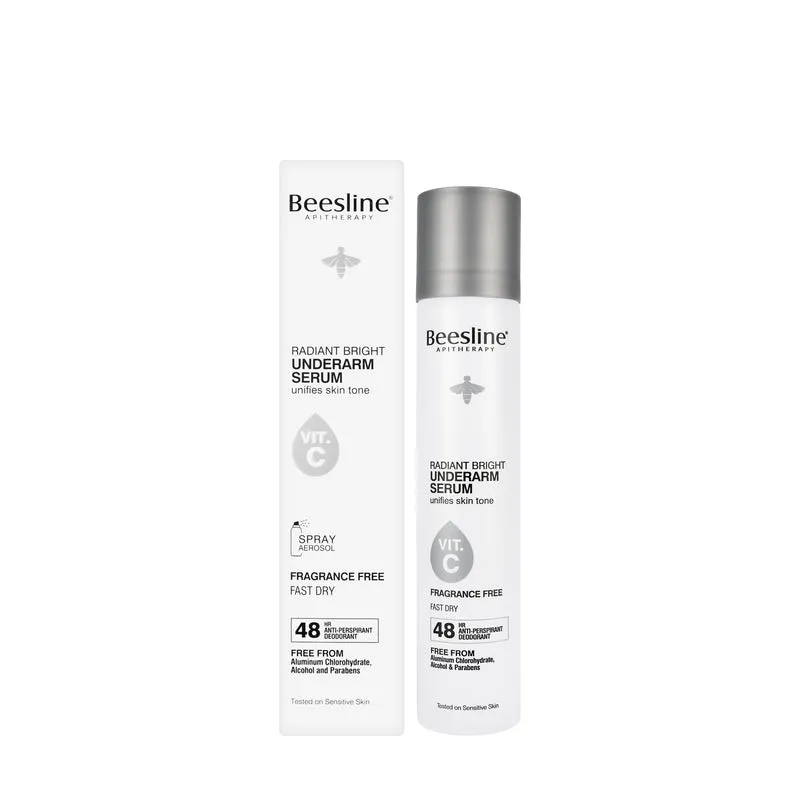 Beesline 48 Hours Radiant Bright Underarm Deo Serum With Vit C Fragrance Free Spray 150 Ml