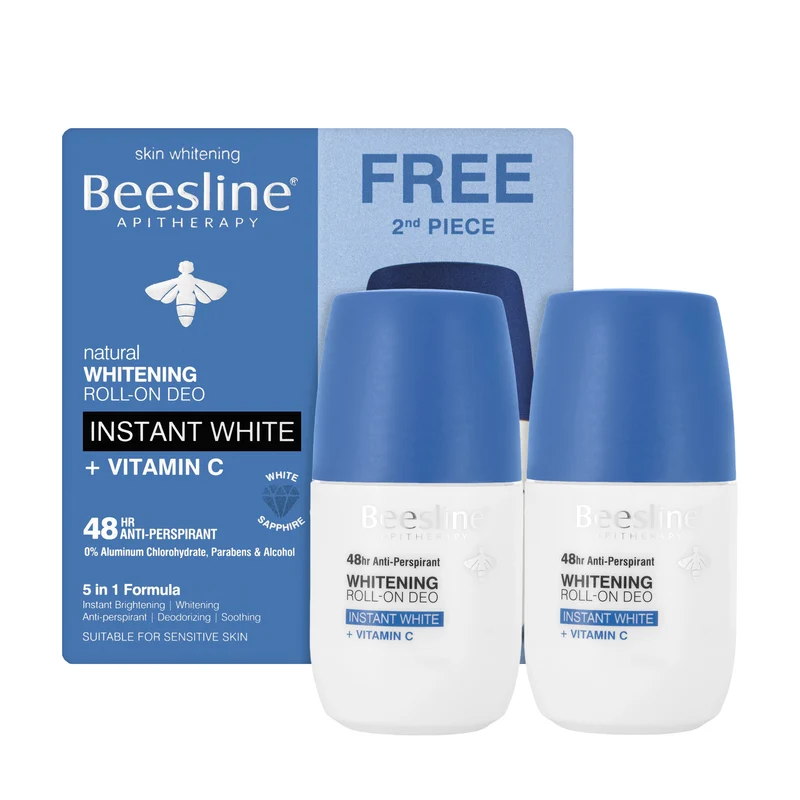 Beesline 48 Hours Natural Whitening Roll-On Deo Instant White + Vitamin C Anti Perspirant 50 Ml 1+1 Offer Pack