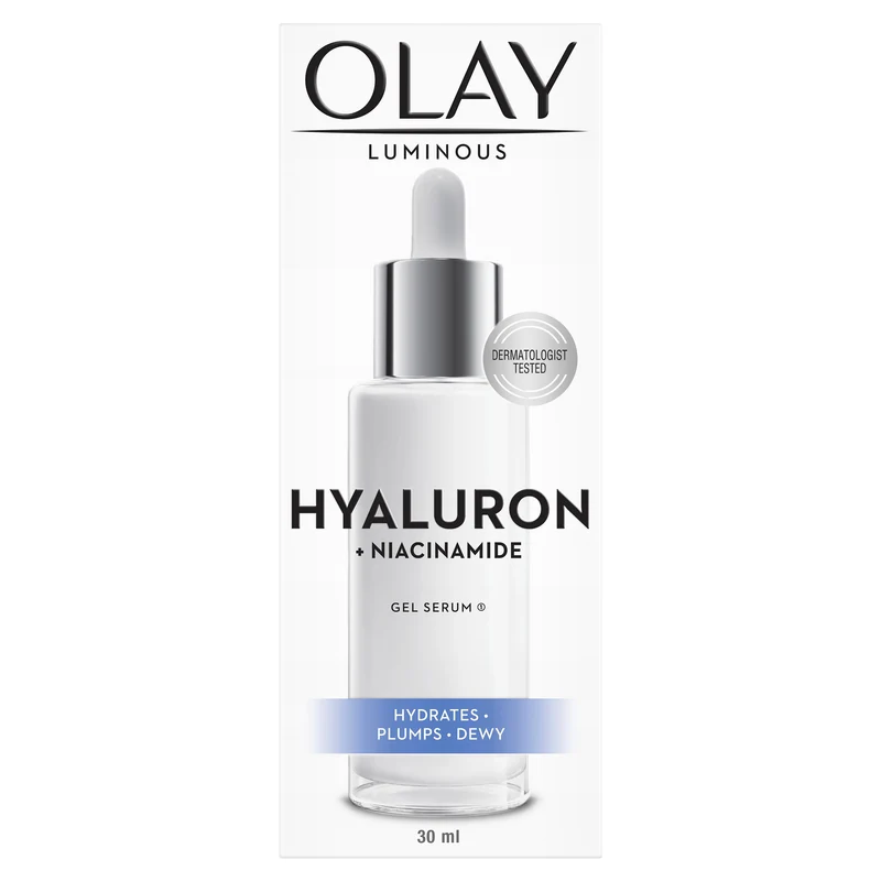 OLAY LUMINOUS HYALURON+ NIACINAMIDE GEL SERUM 30ML.