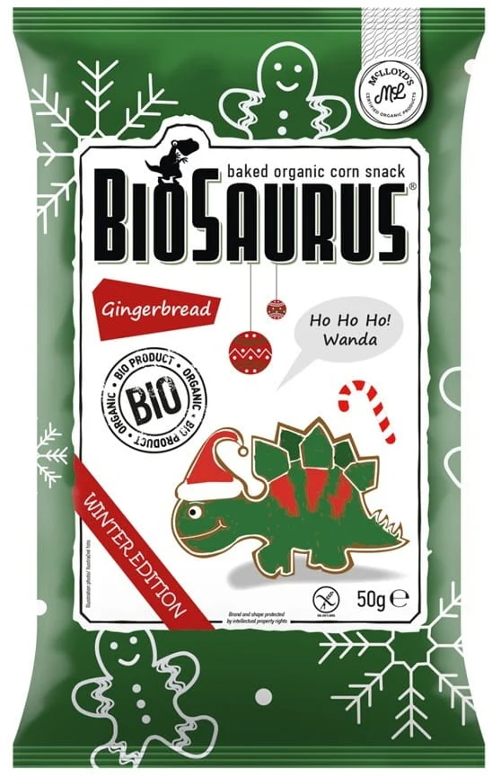 Winter-Dinosaurier Mais-Chips mit Lebkuchengeschmack Gfree. BIO 50 g