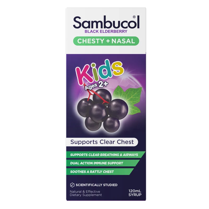 Sambucol Black Elderberry Kids Chesty + Nasal Soothing Syrup 120ml
