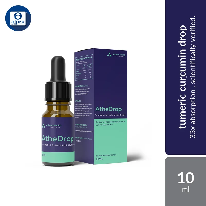 AtheDrop Turmeric Nanocurcumin Liquid Drops 10mL | Supports Daily Health Wellness