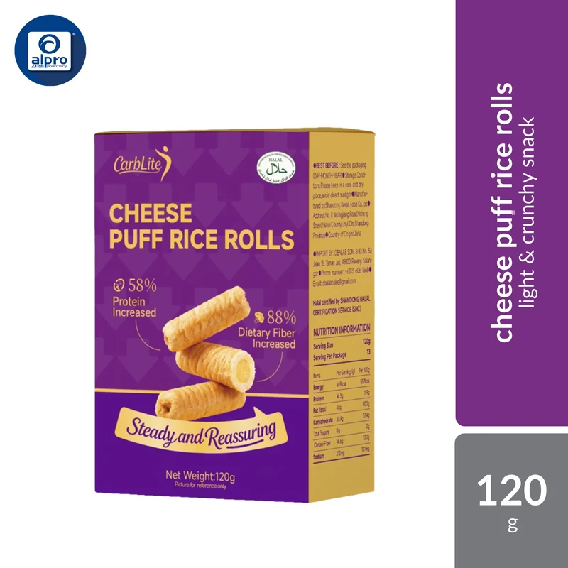 CarbLite Rice Rolls & Protein Wafer Biscuit 120g (Cheese Puff/ Soy Milk) | Lighter Snacks