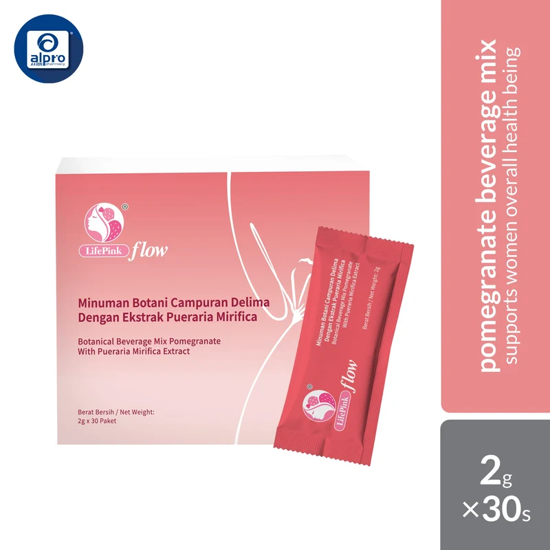 LifePink Flow Botanical Beverage Mix Pomegranate with Pueraria Mirifica Extract 2g×30s | Supports Women Overall Health