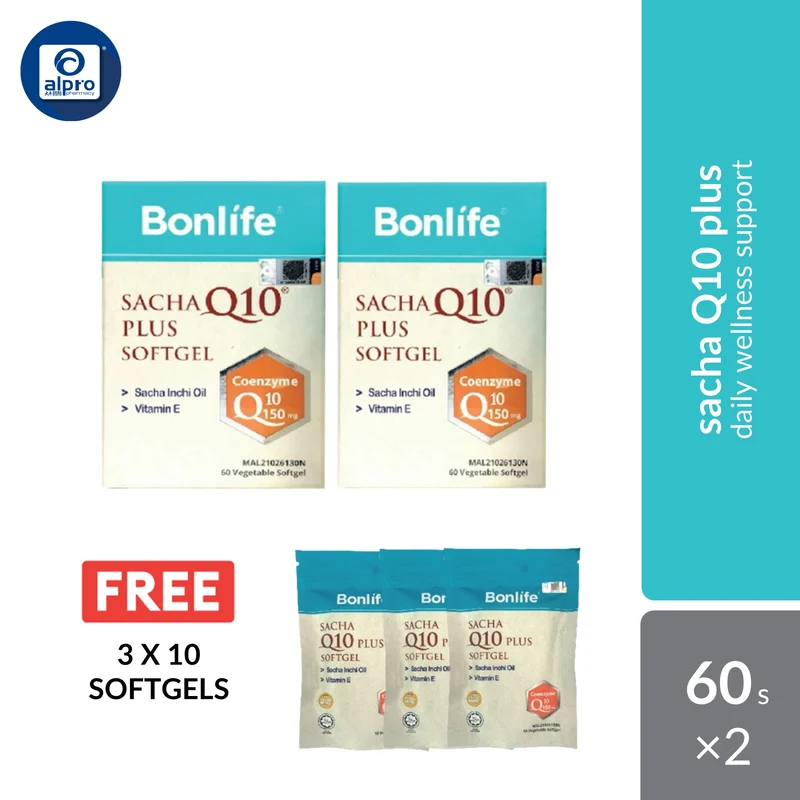 Bonlife Sacha Q10 Plus Promo 60s X 2 Foc 3 X 10 Softgels | Daily Wellness Support