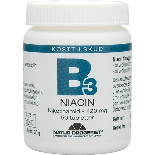 Natur-Drogeriet Niacin Nikotinamid 420 Mg | 50 tabletter