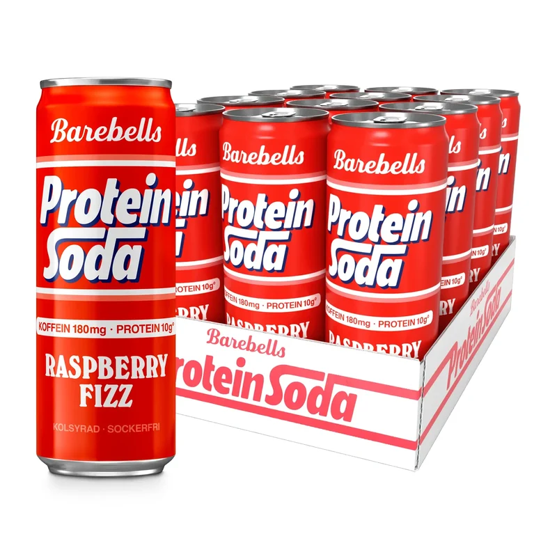 12 x Barebells Protein Soda 355 ml Raspberry Fizz
