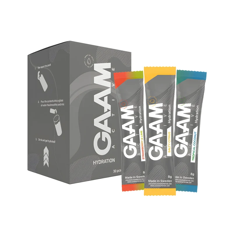 30 x GAAM Active Hydration 8 g Elektrolyter Mixlåda