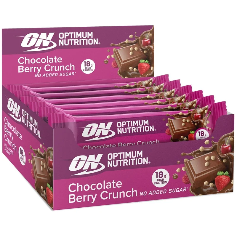 12 x Optimum Nutrition Chocolate Protein Bar 55 g Berry Crunch