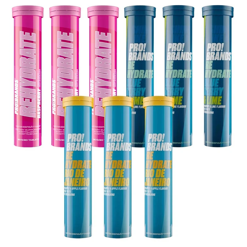 9 x Pro Brands Rehydrate 20 Tabs